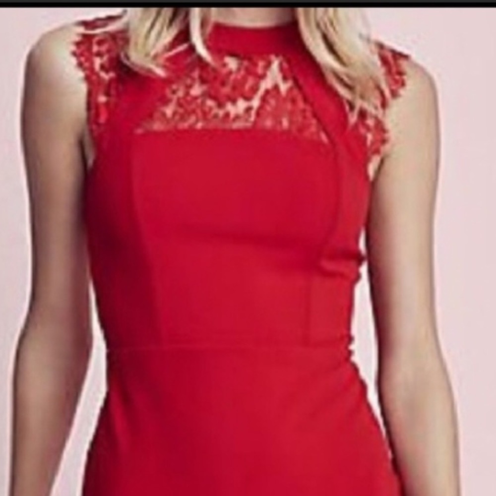 Make offer❤️Red mini dress with lace inserts NWOT